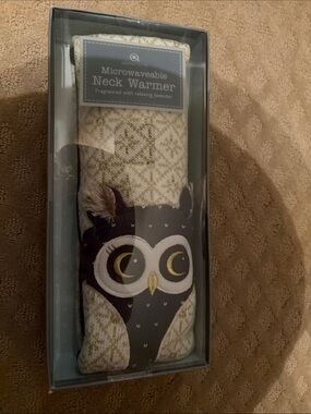 Aroma Home Microwaveable Neck Warmer - Brown, Cream, Gold Owl Design